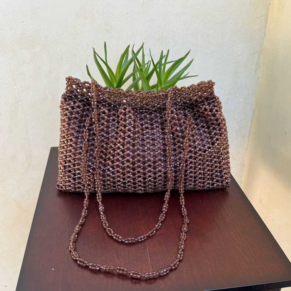 NEW Handmade Sholder bag in Brown color Women beaded ladies purse brown handbag